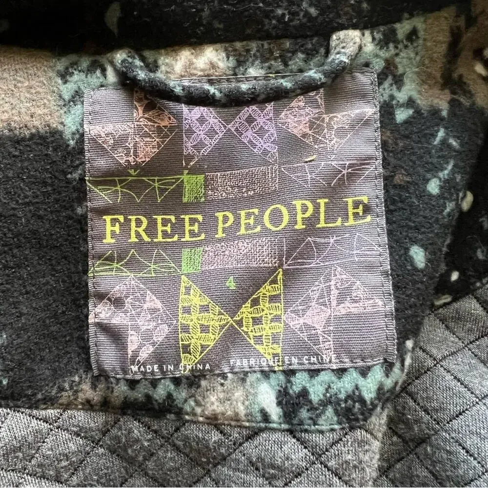 Free People Vintage Printed Moto Zip Jacket